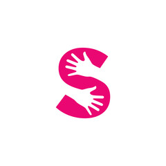 letter s and hand logo vector