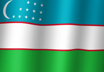 uzbekistan national flag 3d illustration close up view