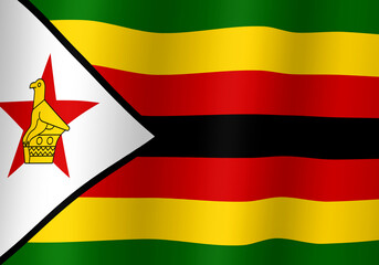 zimbabwe national flag 3d illustration close up view