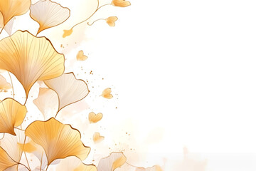 Luxury Golden Ginkgo leaves background - obrazy, fototapety, plakaty