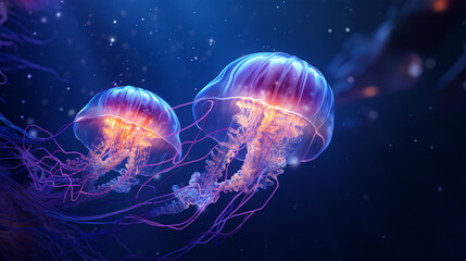 jellyfish neon in the water