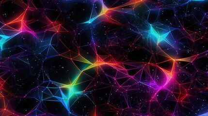 A backdrop featuring a neural network design, illuminated with vibrant neon colors. This creates a visually striking and futuristic aesthetic.