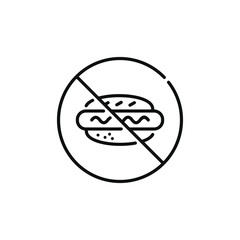 Obraz premium No hot dog allowed line icon sign symbol isolated on white background. No food sign symbol