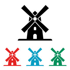 Set of windmill icon template vector illustration.Windmill farm icon.