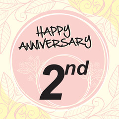 Obraz premium ribbon 2nd happy anniversary vector illustration,good for celebration,anniversary party,birthday,ceremony,ground breaking,soft opening,grand opening,office, factory,couple,wedding,valentine,graduation