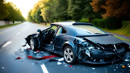 Naklejka premium car crash on the road