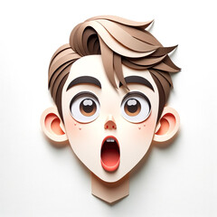 Illustration with a boy's face in an origami style, facial expression