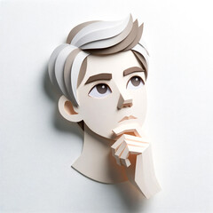 Illustration with a boy's face in an origami style, facial expression