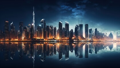 Fototapeta na wymiar Photo of a Vibrant Metropolis of Towering Skyscrapers and Urban Life