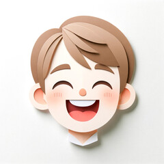 Illustration with a boy's face in an origami style, facial expression