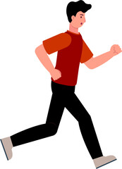 pose of young man in red shirt studio