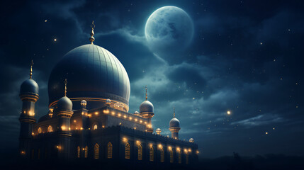 Fototapeta premium Mosque dome, mosque light of hope, Arabic Islamic arch.