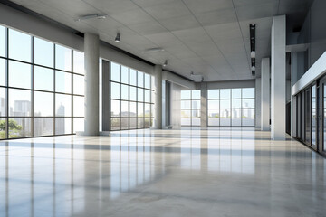 Fototapeta premium Contemporary Urban Space: Empty Floor with Modern Building