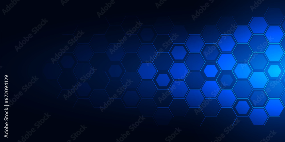 Wall mural Abstract technology background and design element with hexagons pattern and geometric shapes