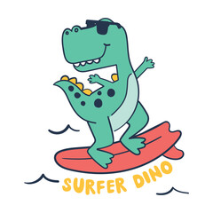 cartoon surfer dinosaur