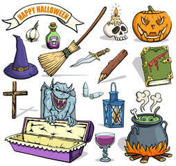 Halloween. Various holiday elements