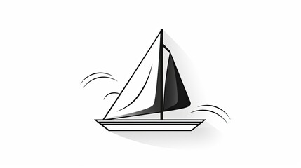 sailboat logo on white background - black pencil drawing