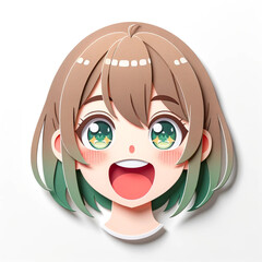 Illustration with a girl's face in an origami style, facial expression