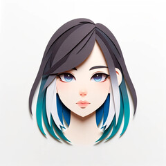 Illustration with a girl's face in an origami style, facial expression