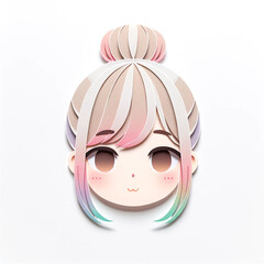 Illustration with a girl's face in an origami style, facial expression