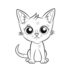 Obraz premium Cartoon Cat Kitten Baby Animals Simple, Coloring Pages Png