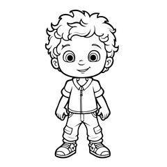 Coloring Page Outline Cartoon Little Boy, Coloring Pages Png