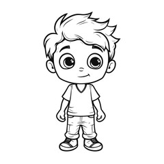 Coloring Page Outline Cartoon Little Boy, Coloring Pages Png
