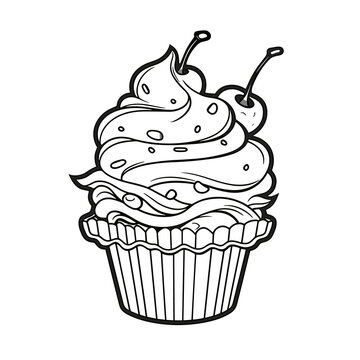 Cute Dessert Sweets Food Cupcake Ice , Coloring Pages Png