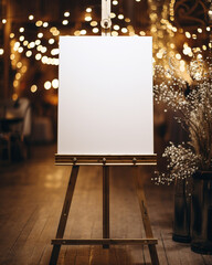 Blank seating chart sign for weddings or events, styled mockup photo, elegant wedding sign