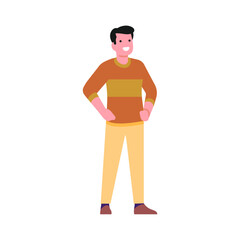 set of poses of young men with shoes illustration