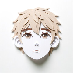 Obraz premium Illustration with a boy's face in an origami style, facial expression