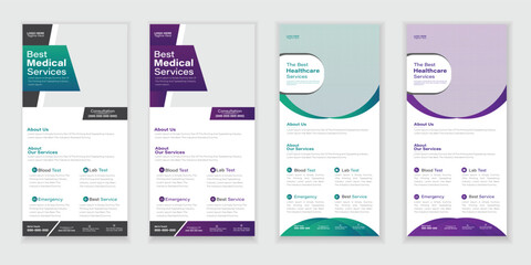 Bundle Medical Roll-Up Or Dl Flyer And Rack Card Design Creative Flyer Set, Corporate Branding, Brochure Template