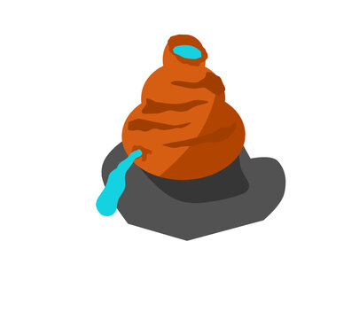 Vector Illustration Of A Jug Filled With Water On A Stone