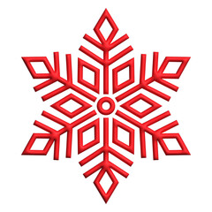 3d realistic red snowflake christmas ornament decoration design for element