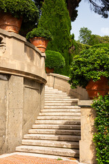 Fototapeta na wymiar Historic outdoor staircase in garden, Italy