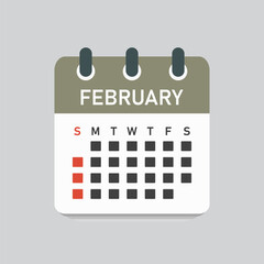 Vector template icon page calendar, month February