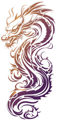 Purple and Golden Chinese Dragon Graffiti Figura serpentinata