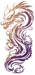 Fototapeta premium Purple and Golden Chinese Dragon Graffiti Figura serpentinata