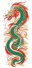 Green Chinese Dragon Graffiti in the Figura Serpentinata style