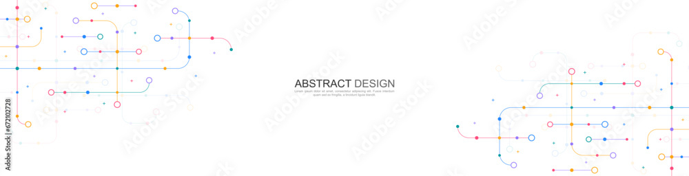 Wall mural digital technology concept with integrated circuit and network communication elements