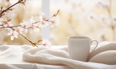 Obraz na płótnie Canvas A Cozy Morning with a Hot Cup of Coffee
