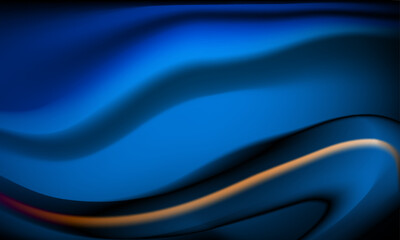 dark blue black gradient abstract background vector with wavy orange element as highlight