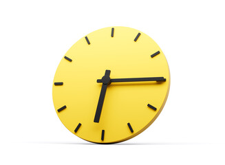 3d Simple Yellow Round Wall Clock 6:15 Six Fifteen Quarter Past Six 3d illustration