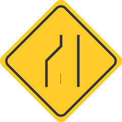 Warning Sign Street Sign Lane Reduction Right Ends