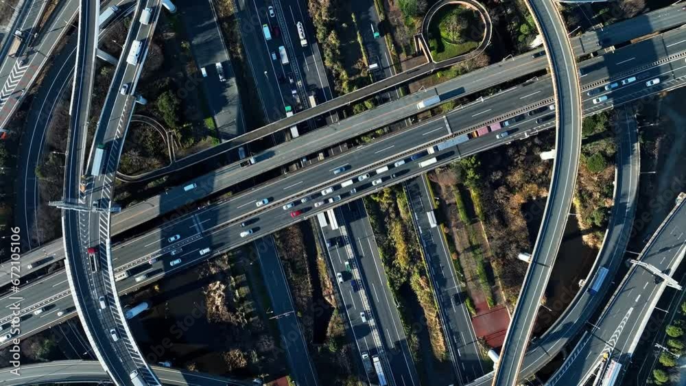 Poster Highway aerial view.
The effect of slow and fast. Speed lamp. Time remap.