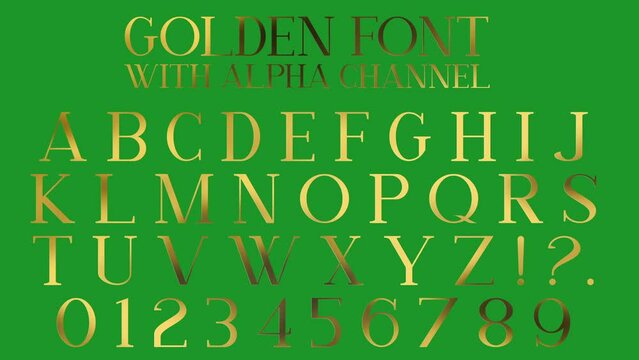 Premium golden isolated alphabet font with alpha channel. Elegant gold metal chrome letters. Typography classic style vip font set for title. Luxury text effect. Casino royal or grand hotel text logo