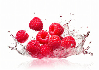 Raspberries in raspberry juice splash.
