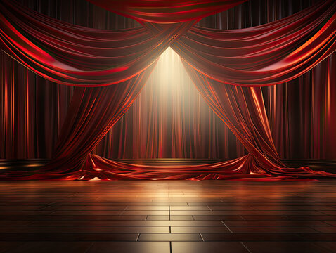 Golden award stage curtain background trophy on luxury red carpet background. Abstract design template. Visual LED motion graphics, modern. Marriage invitation poster wedding.