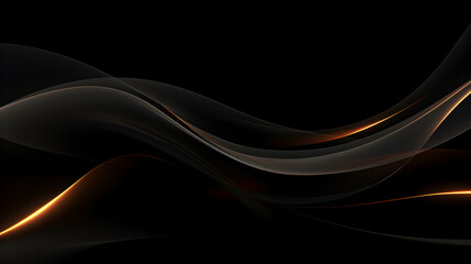 Modern Black gold wave Background on black background,  Line Light wave Abstract