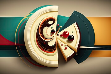 AI generated illustration of an abstract sliced cheesecake design